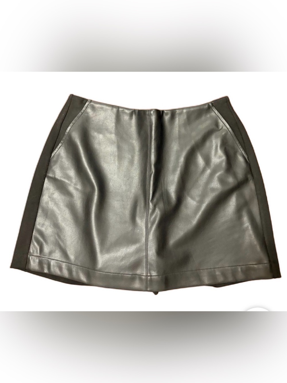 CAbi Black Faux Leather Mini Skort